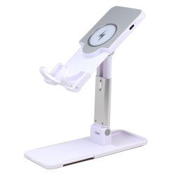 15W Fast Wireless Charging Charger Universal Foldable Desktop Portable Stand Station Qi Compatible Device (White)